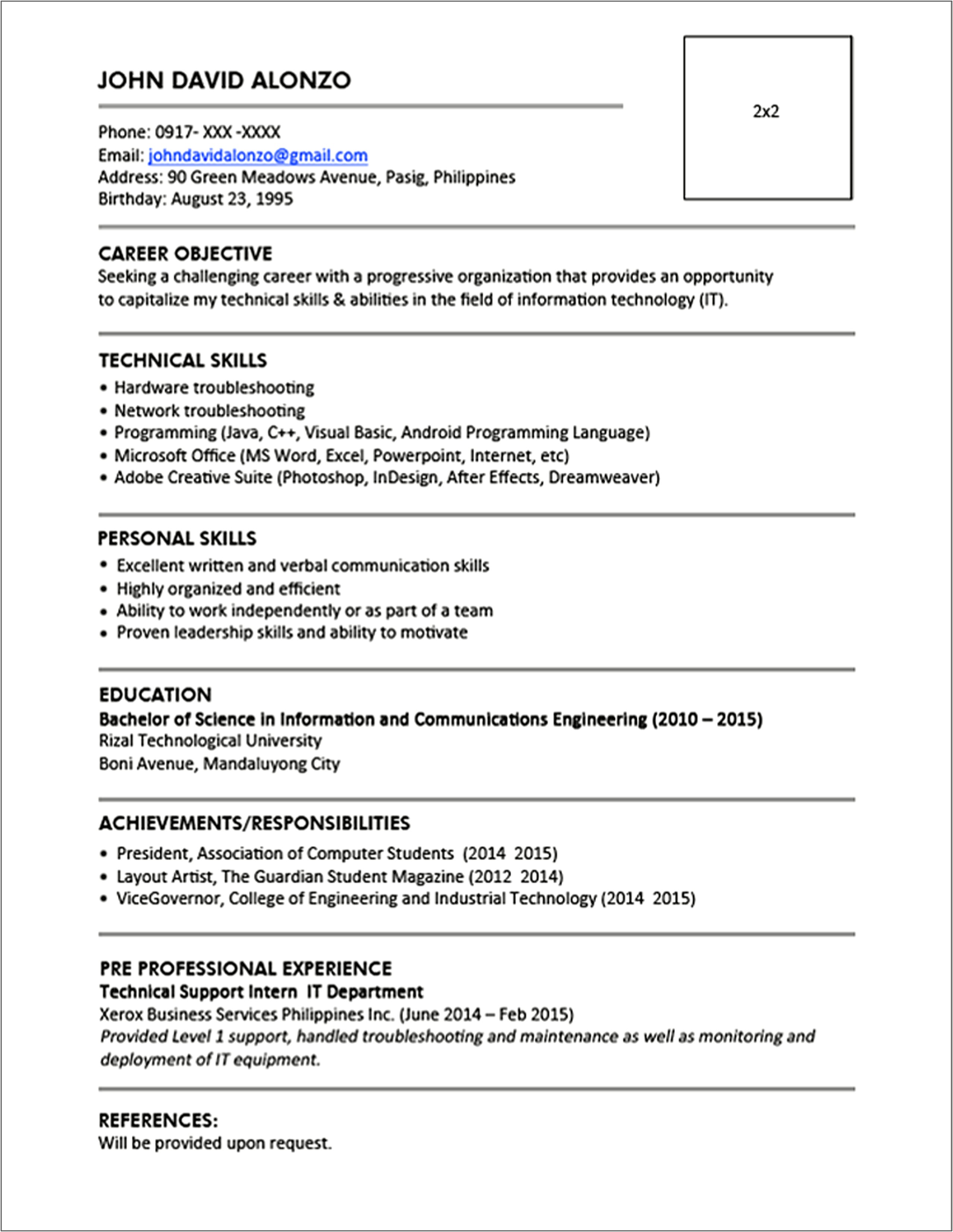 Personal Skills To Be Written In Resume