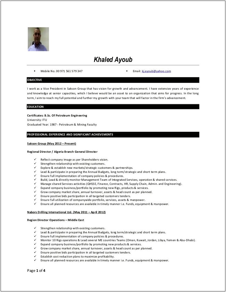 Petrolueum Engineering Resume With No Experience