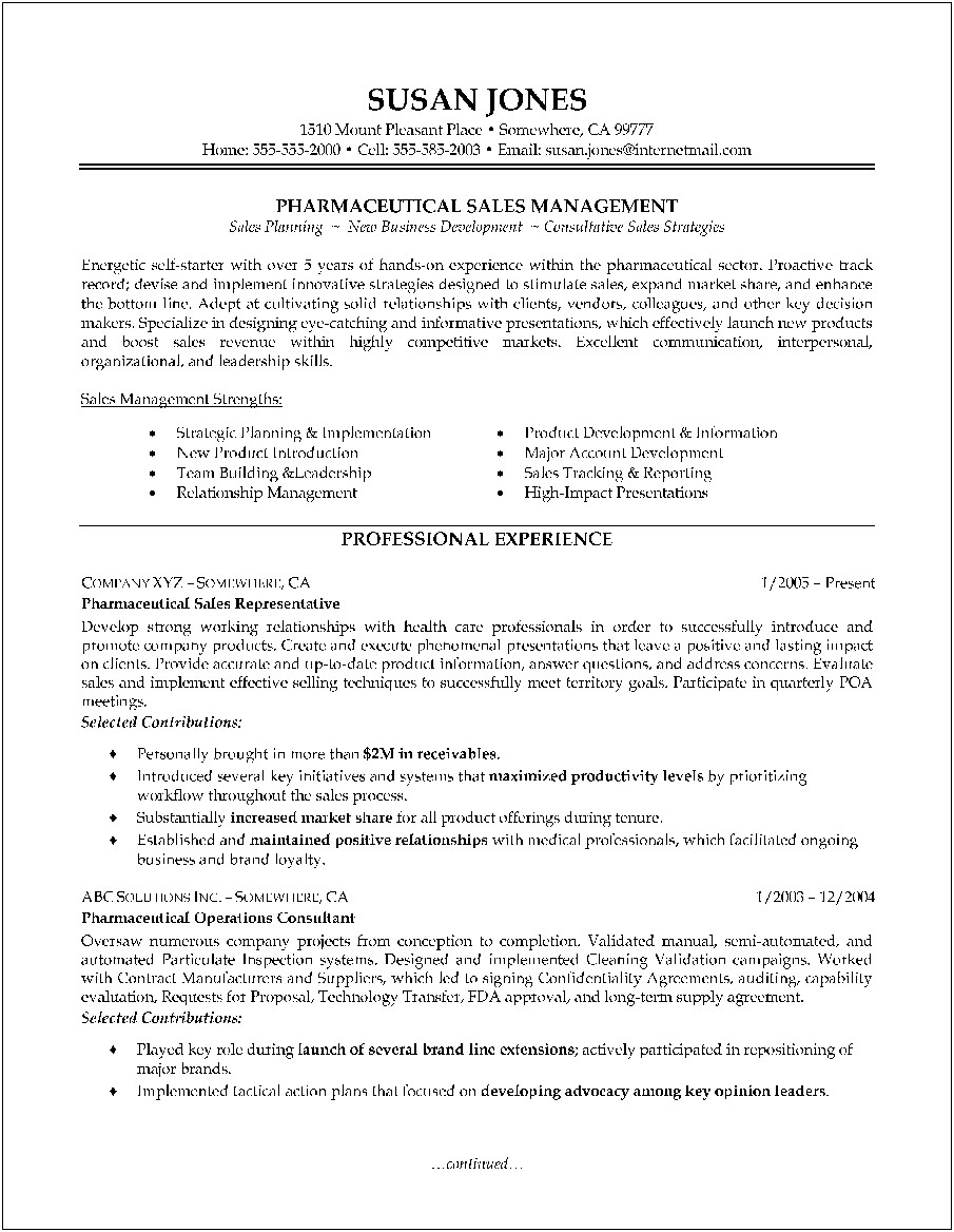 Pharmaceutical Renal Sales Rep Resume Examples