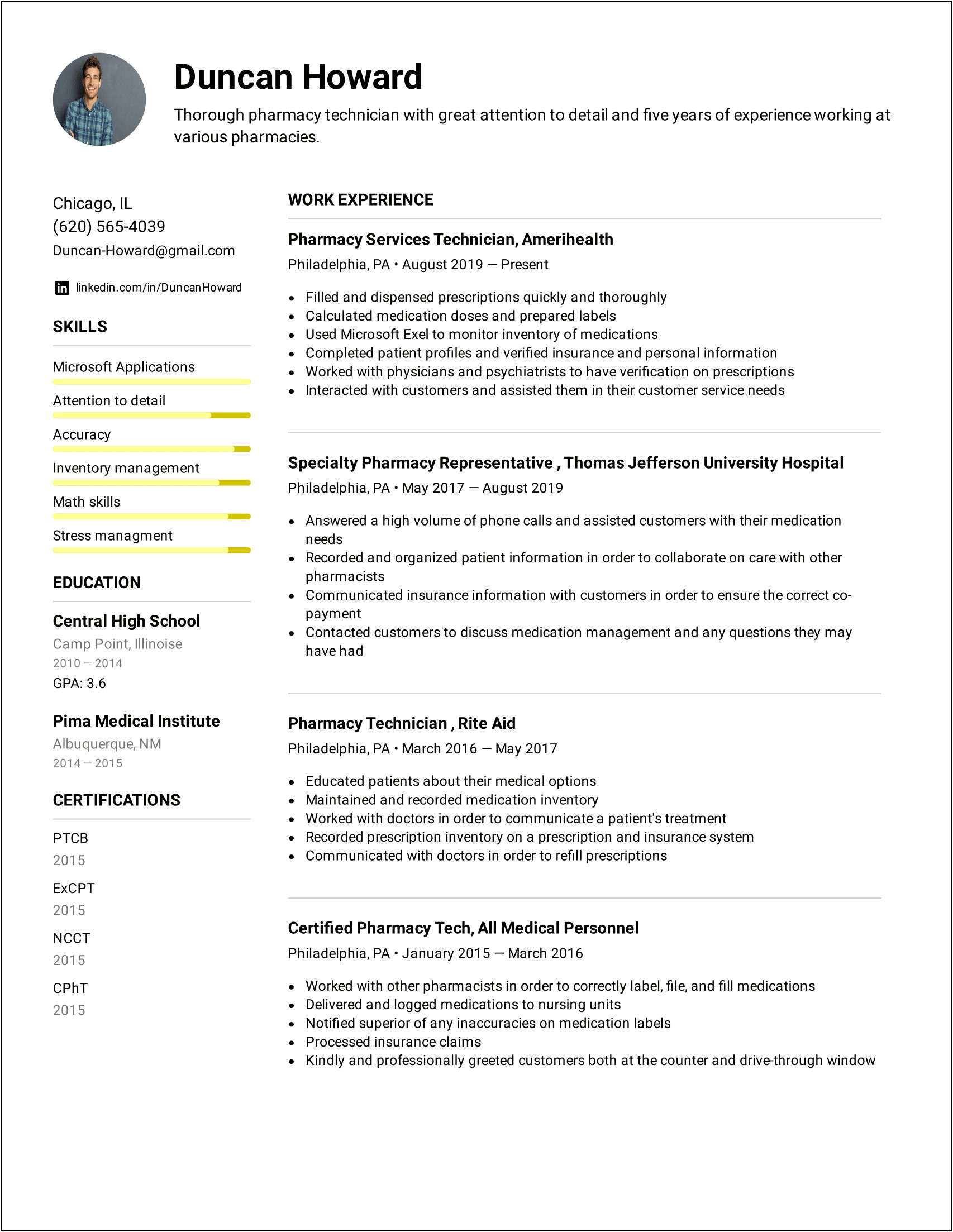 Pharmacy Manager Job Description For Resume