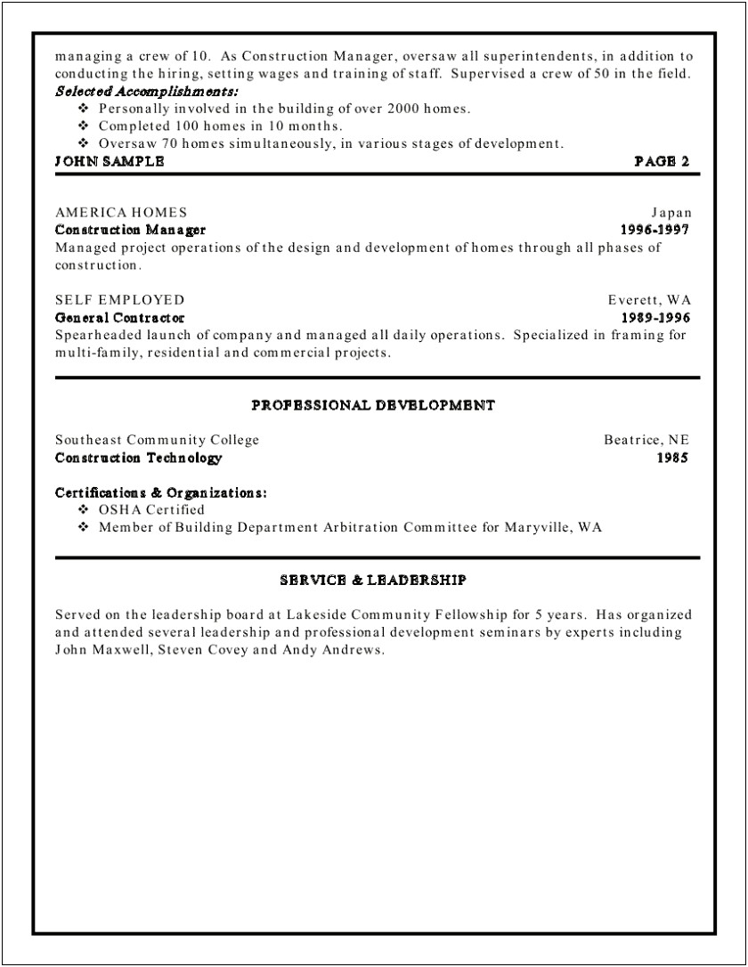 Phases For Management Skills For Resume