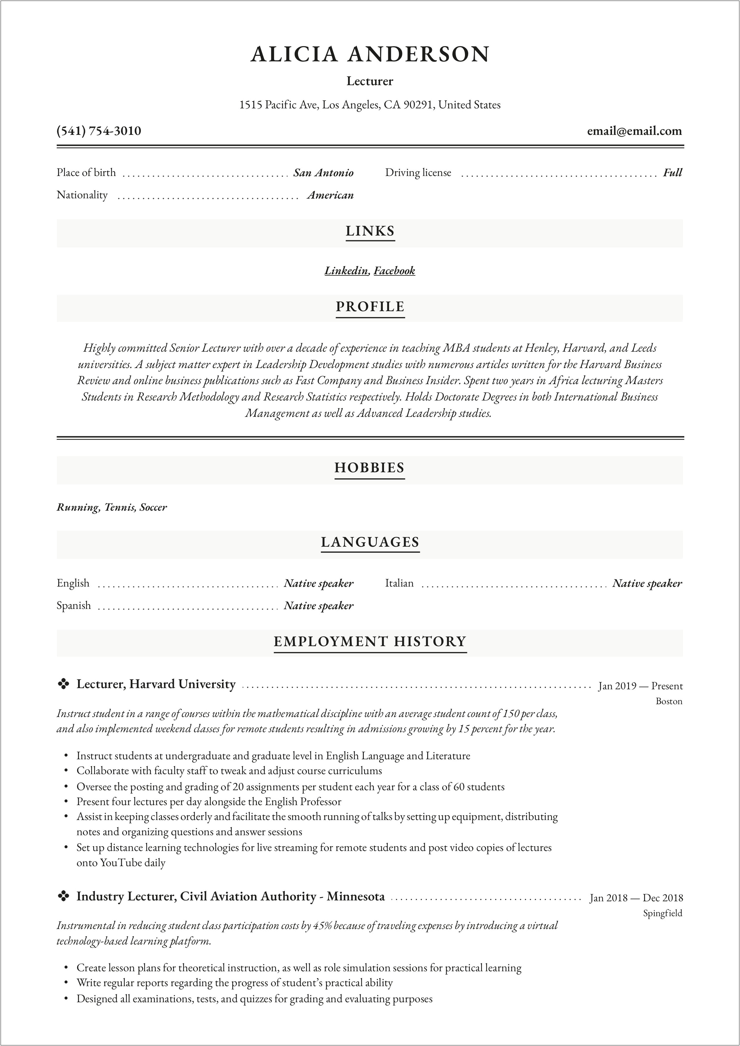 Phd In Economics Industry Resume Samples