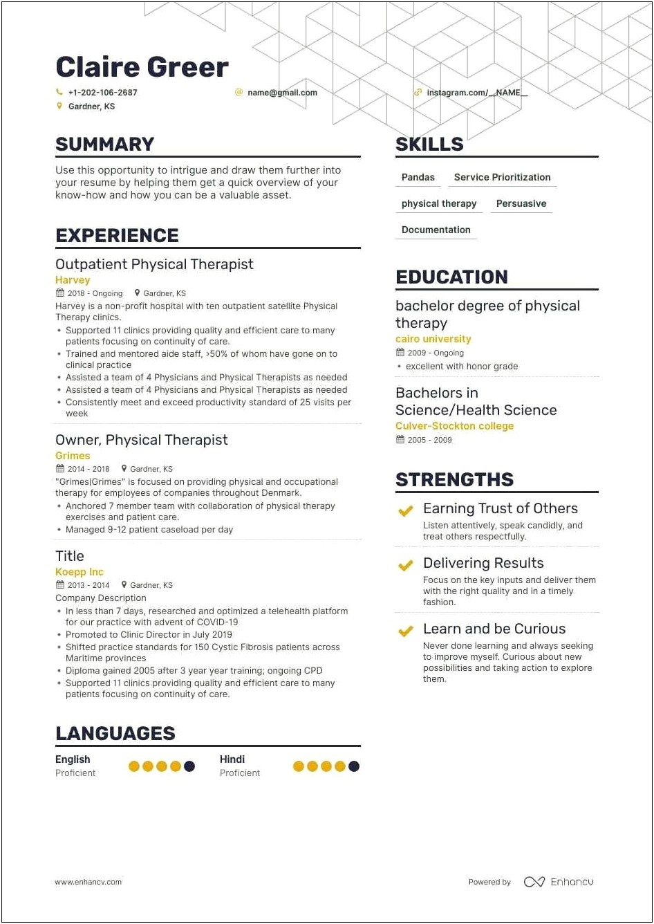 Physical Therapist Job Description For Resume