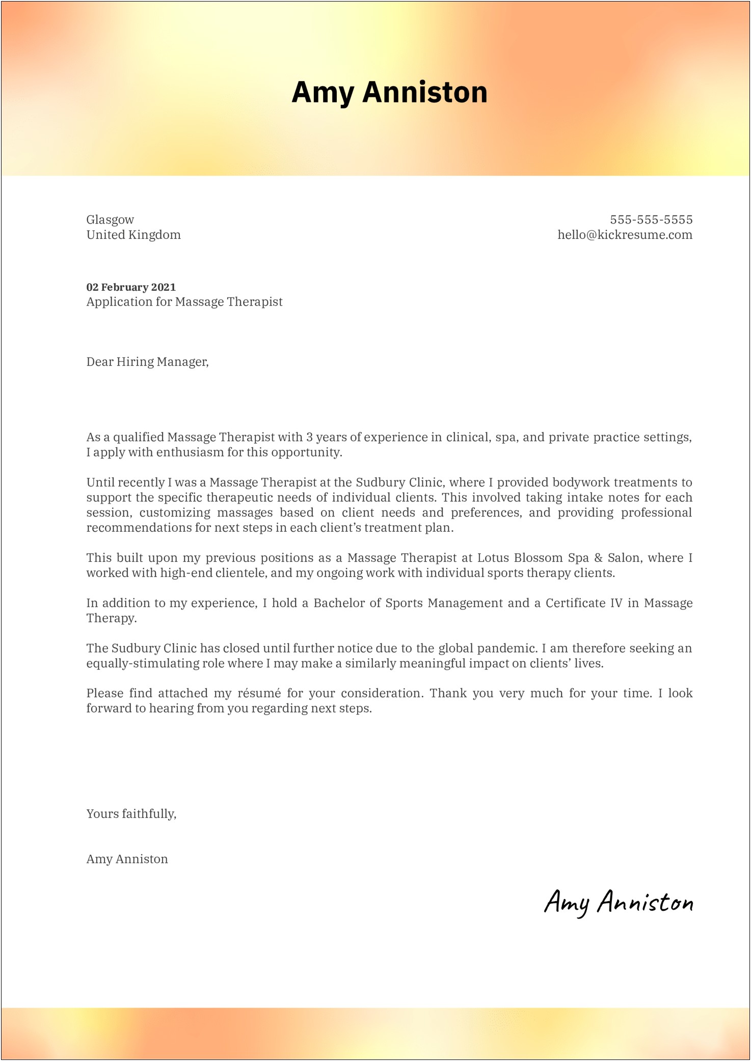 Physical Therapy Cover Letter For Resume
