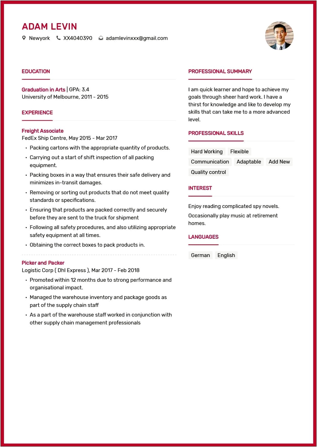 Pick And Packer Words For Resume