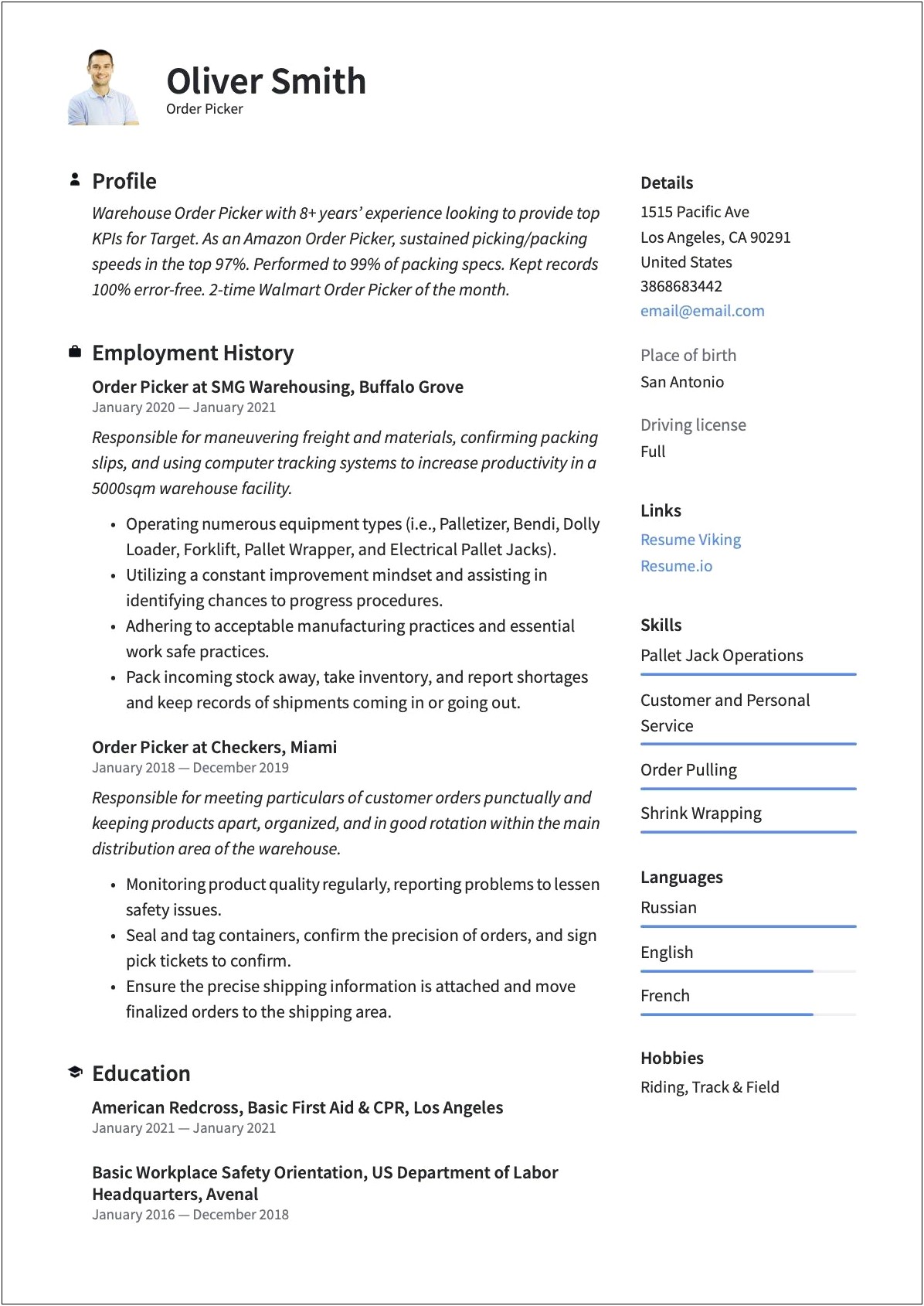 Pick Packer Resume Examples No Experience