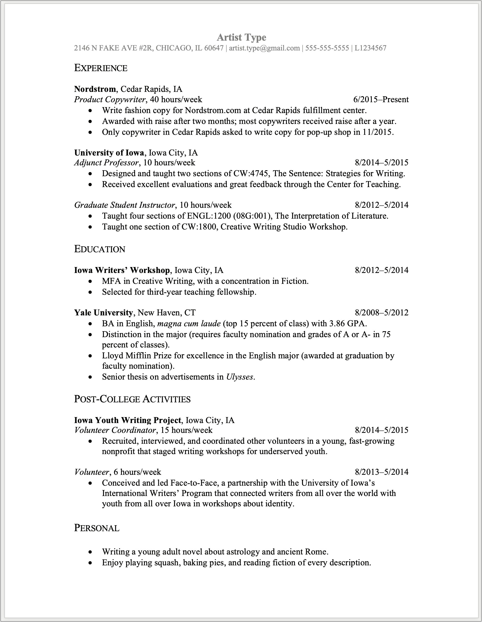 Political Candidate Resume Sample In English