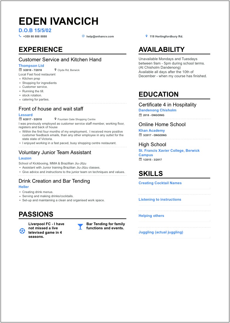 Practical Experience From Education To Put In Resume