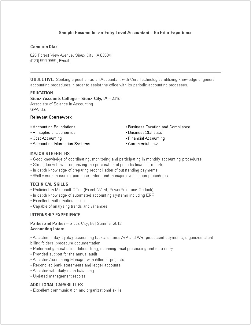 Preparing A Resume With No Experience