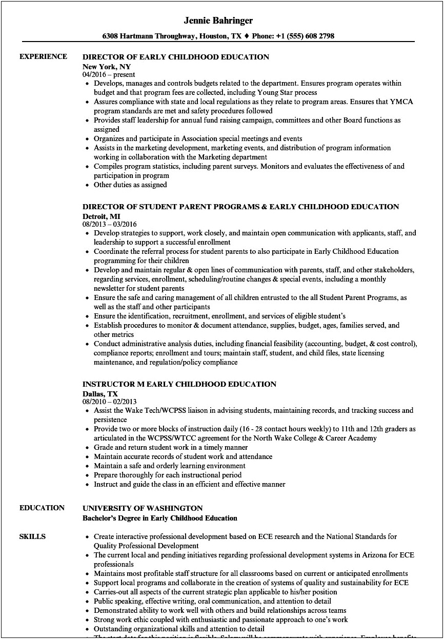 Preschool Teacher Resume With No Experience Download