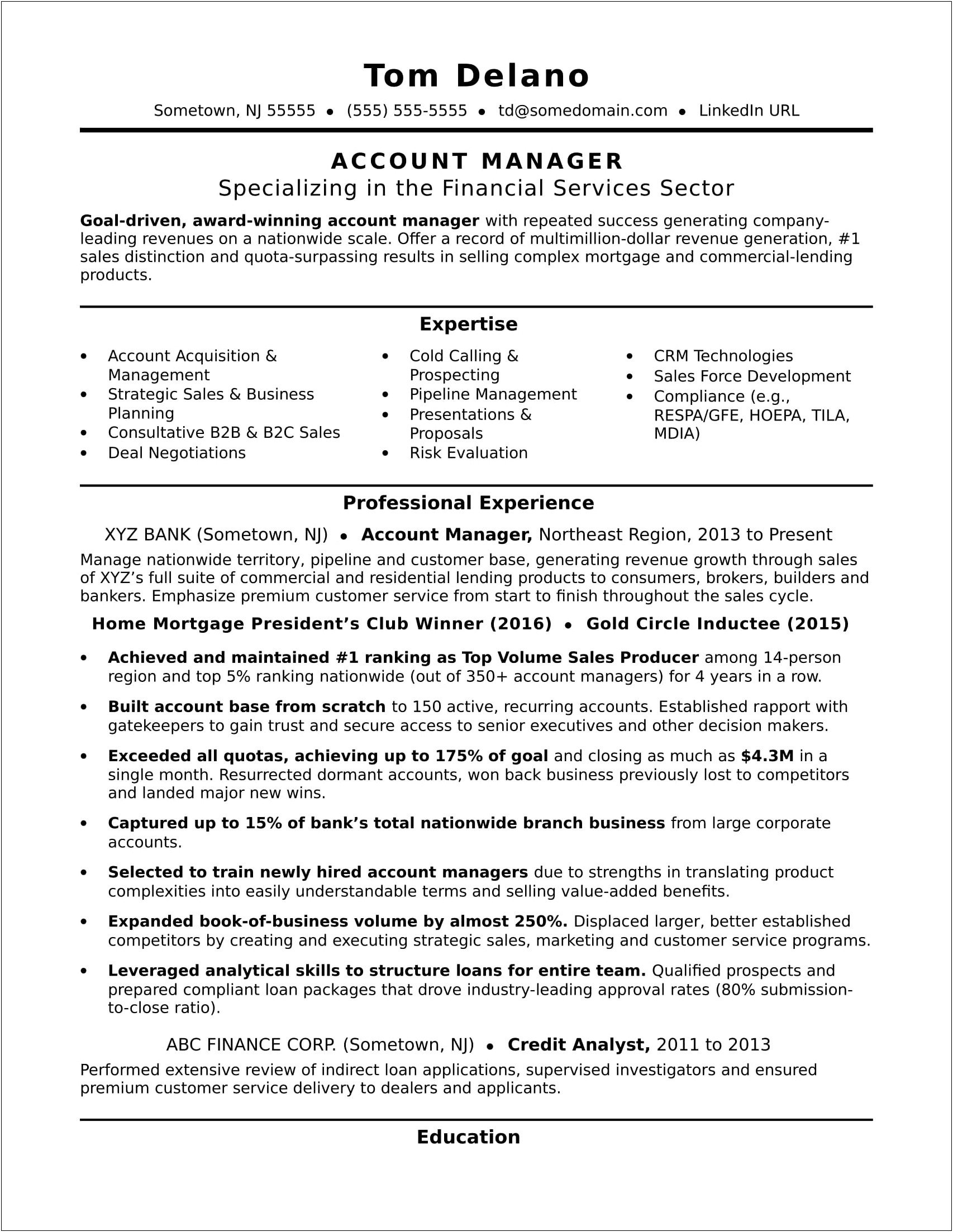 President Of A Company Sample Resume