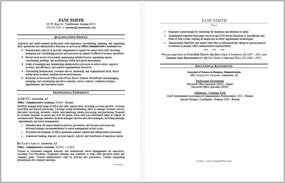 Primary Care Physician Practice Management Resume Worksheet