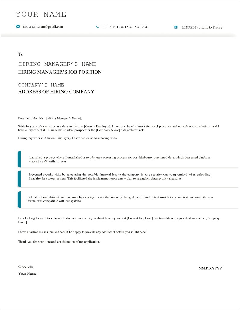 Printable Sample Cover Letter For Resume