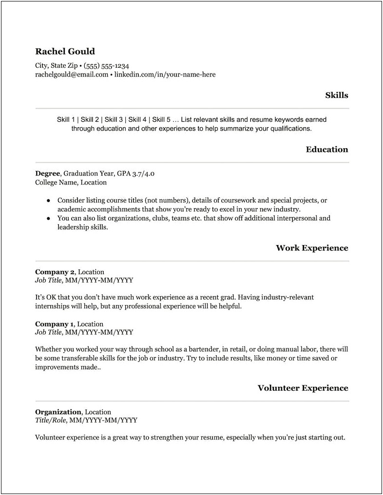 Professional Experience Sample For A Resume