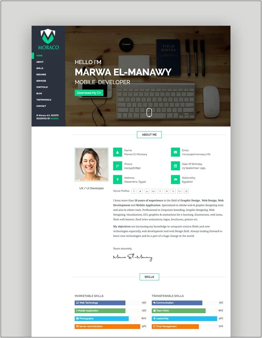 Professional Html And Css Cv Resume Templates