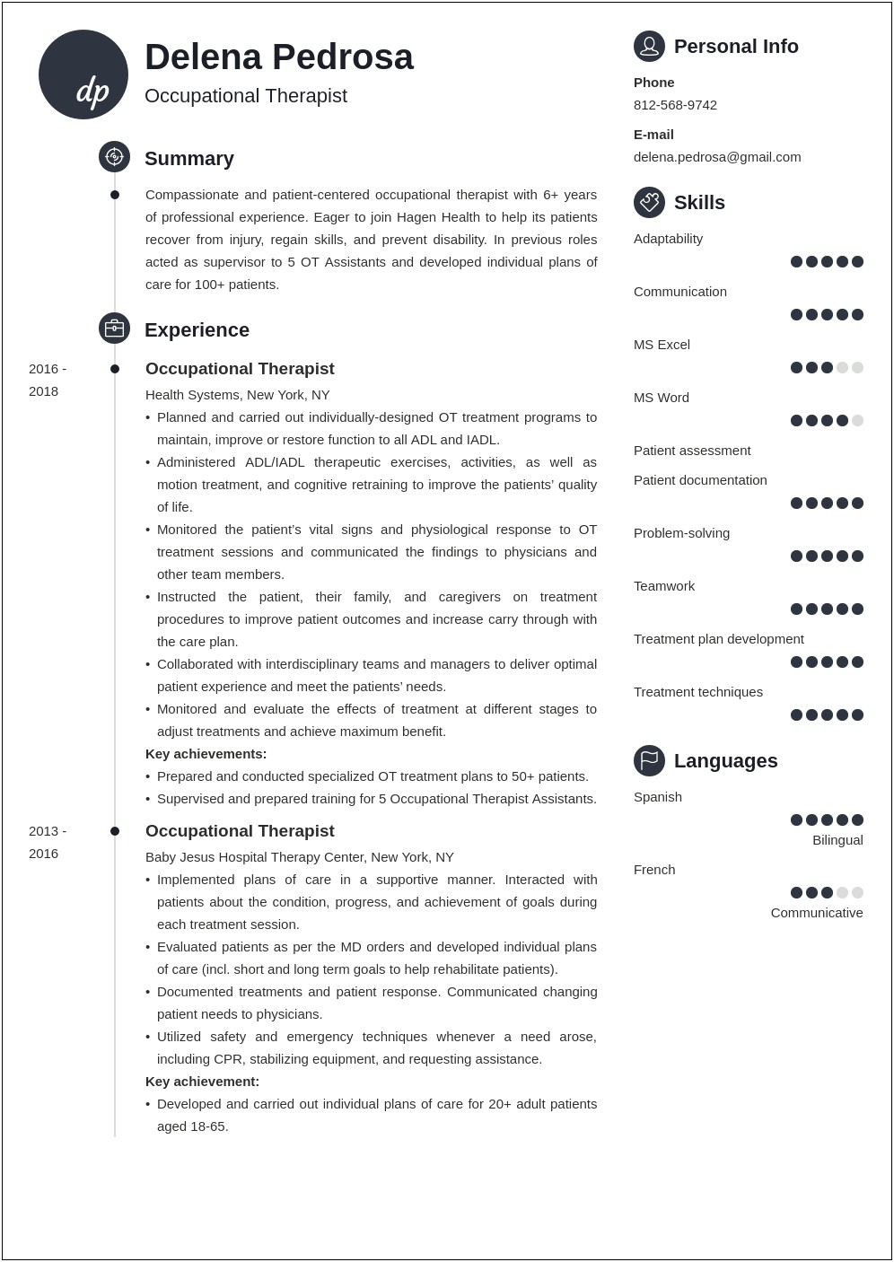 Professional Skills For Counselors And Therapist Resume