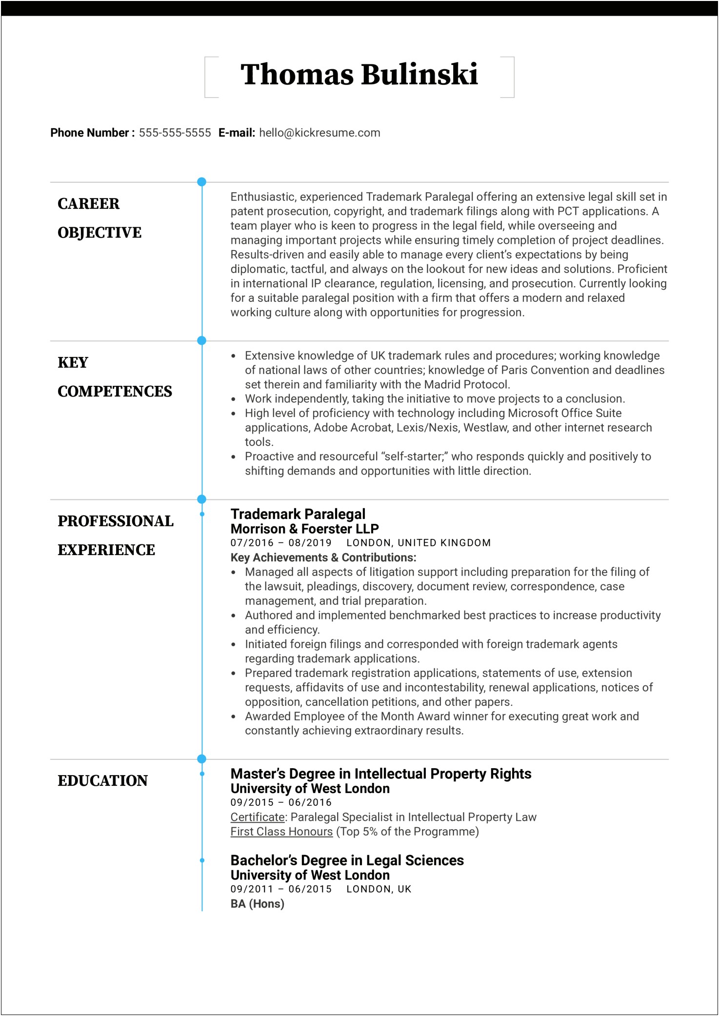 Professional Summary Resume For A Paralegal