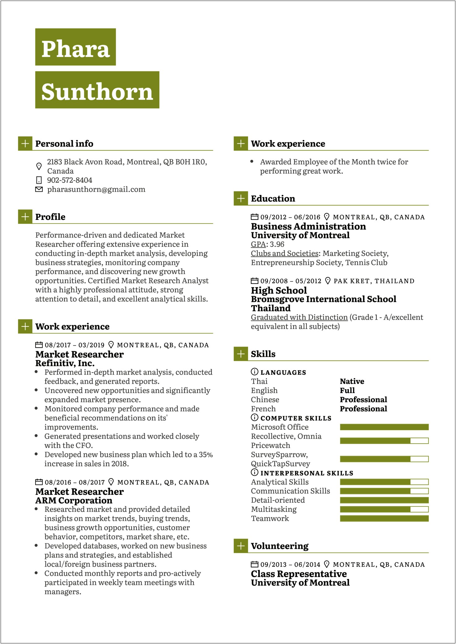 Profile Of A Resume Examples Research