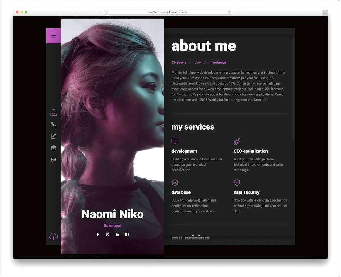 Profyl Personal Vcard Resume Html Template Nulled