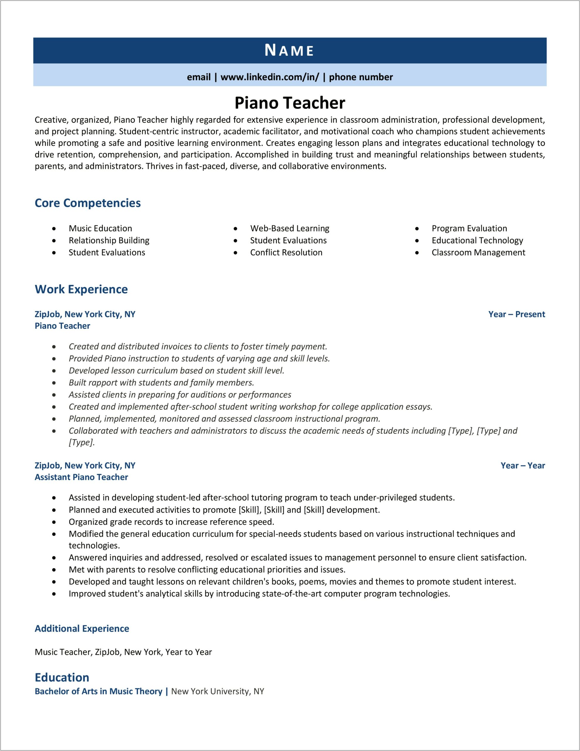 Program Instructor Job Description For Resume