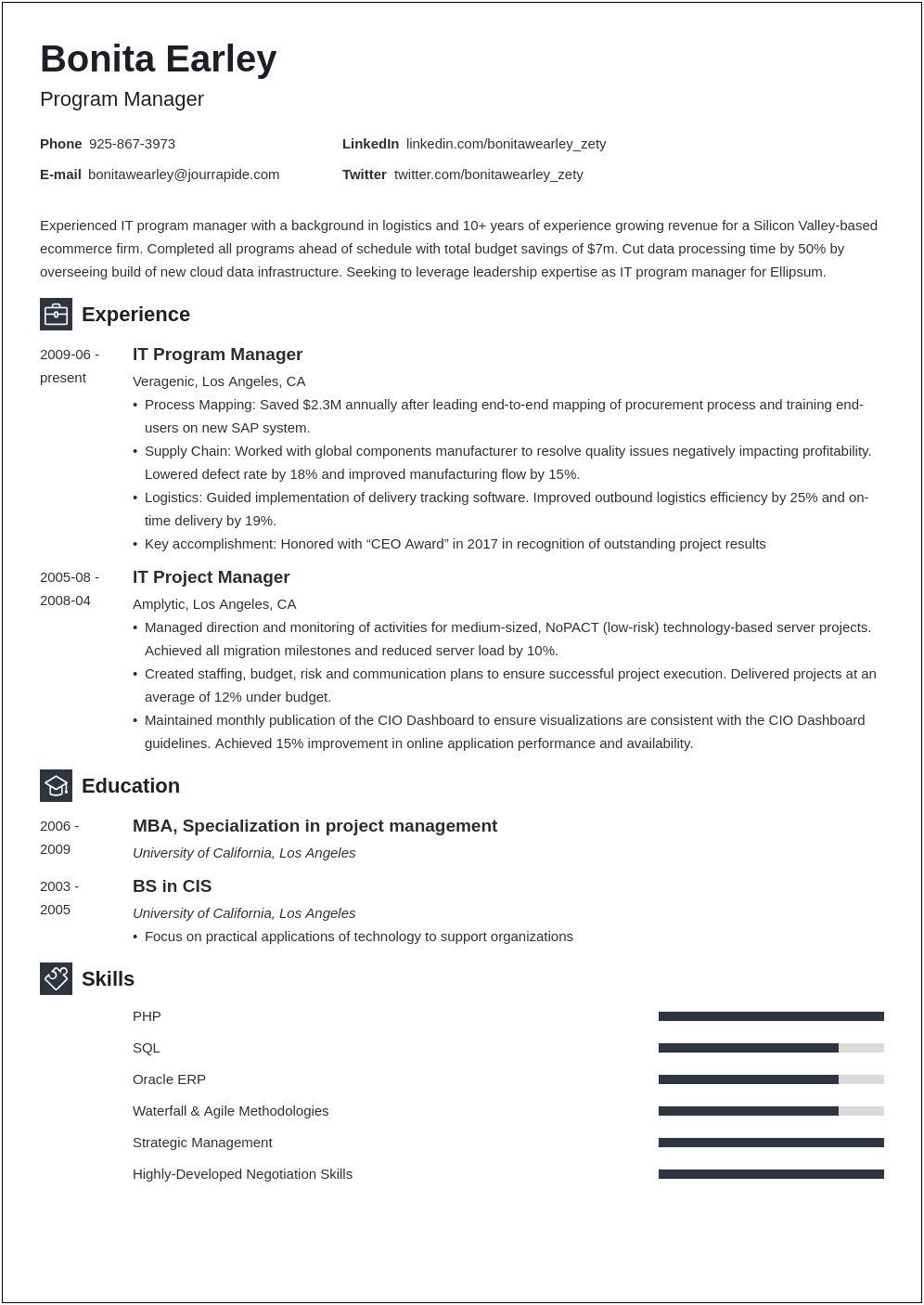 Program Manager Objective On Resume Samples