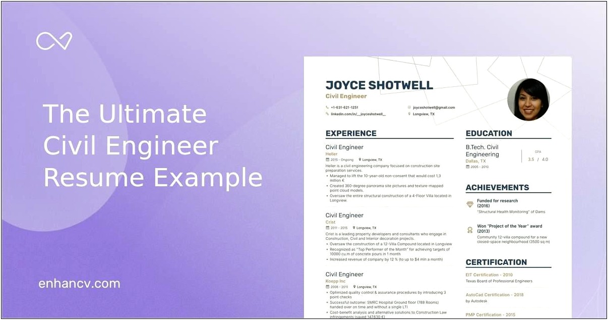 Project Engineer Resume Sample 1 Page