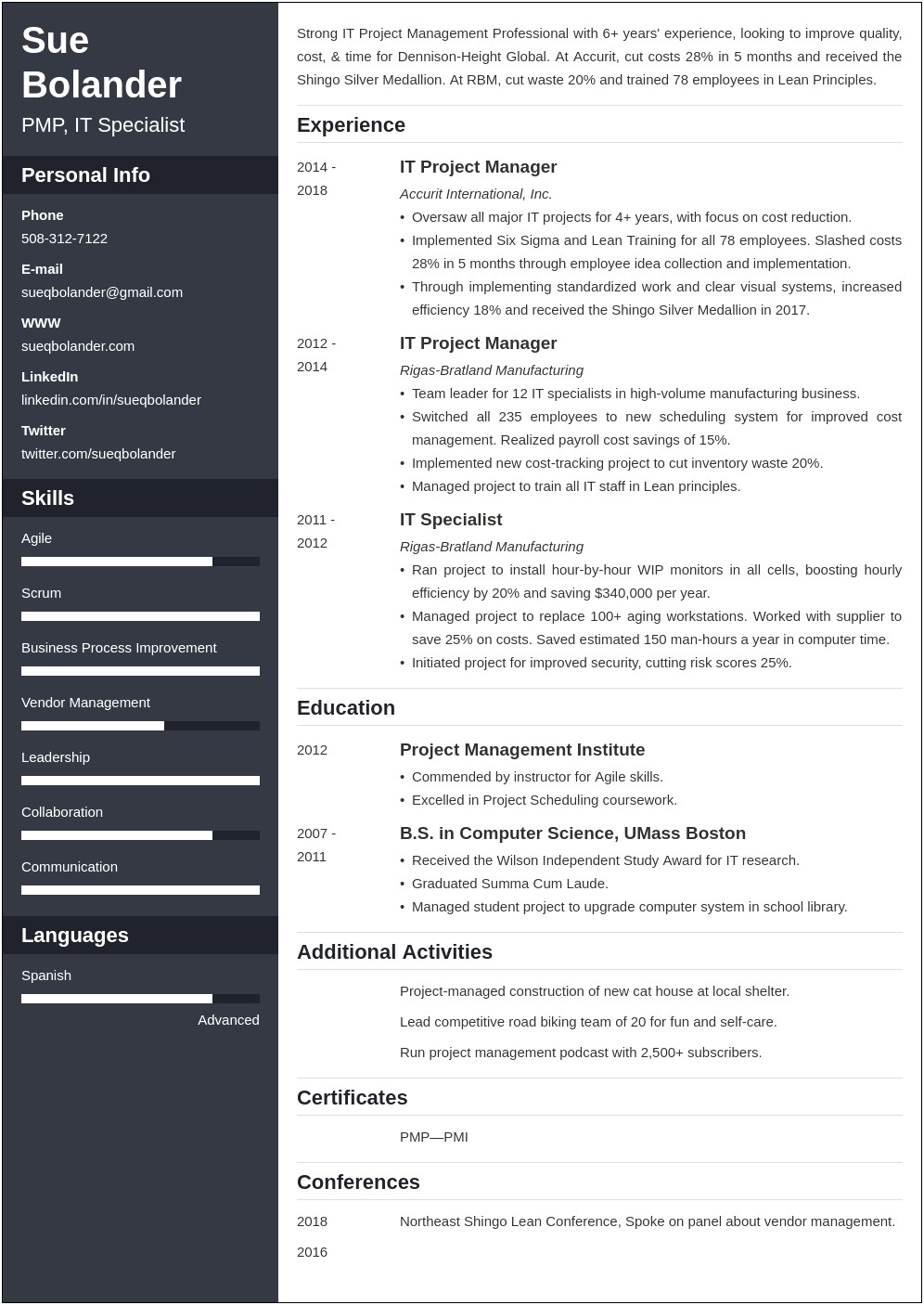 Project Manager Resume Core Strength Keywords