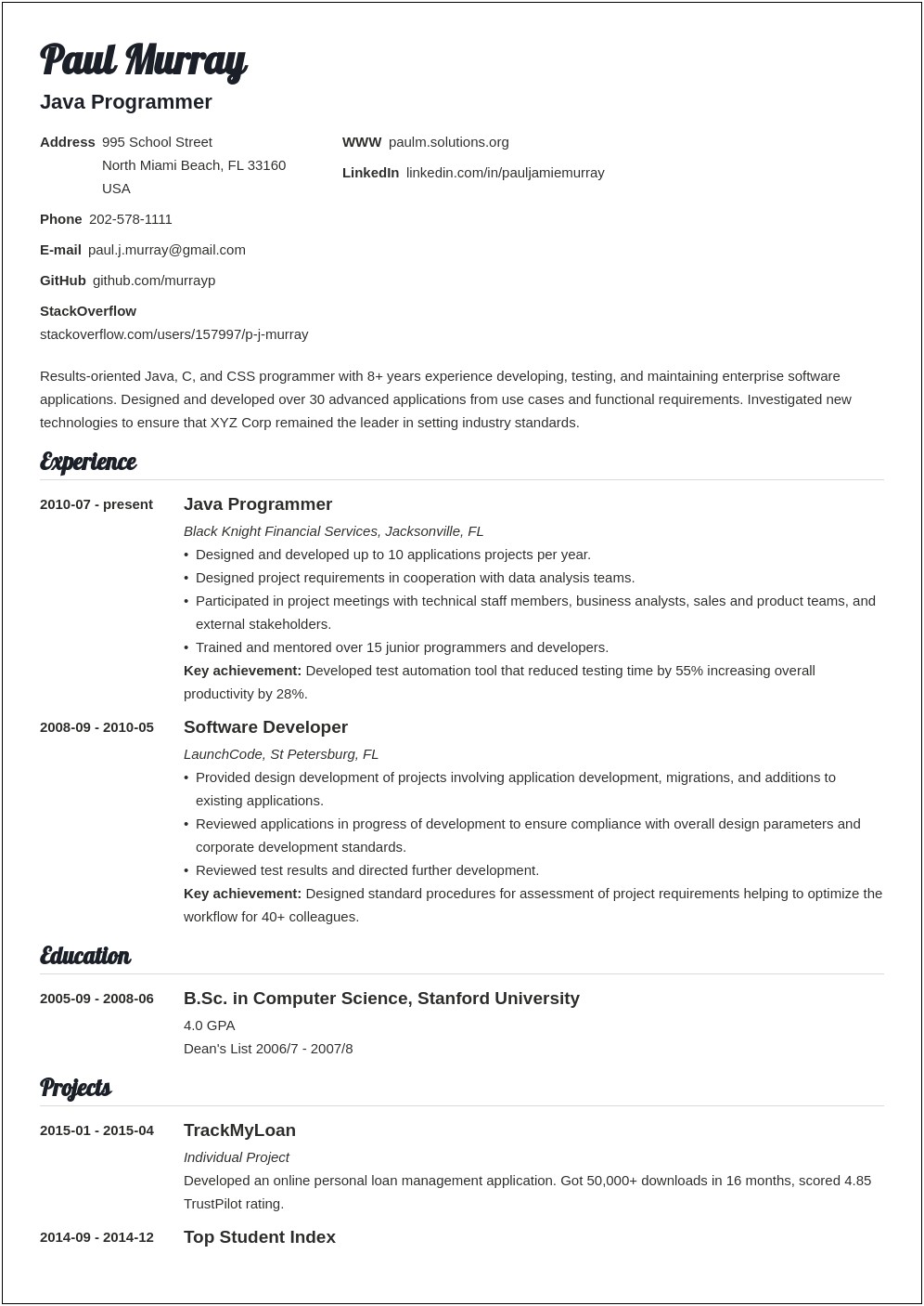 Project You're Working On In Resume