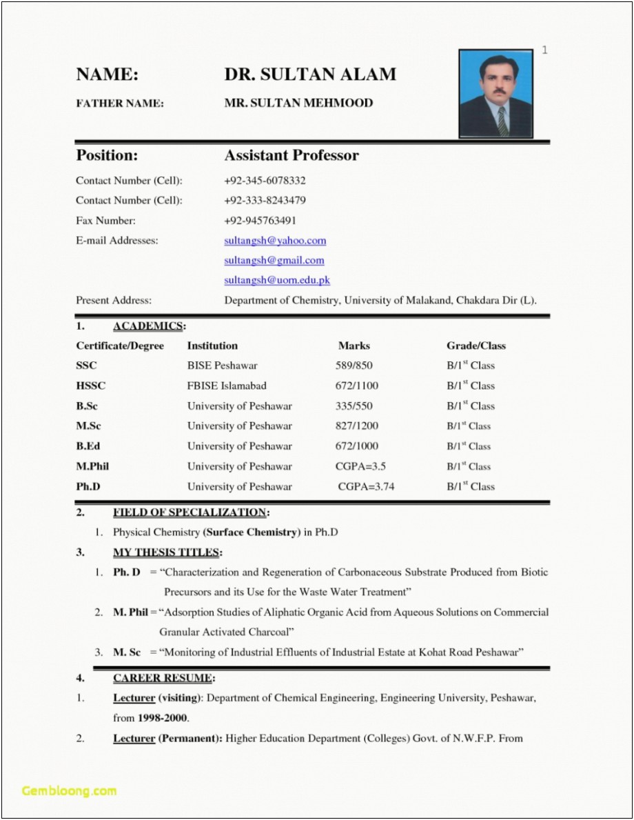 Proper Formating Of A Job Resume