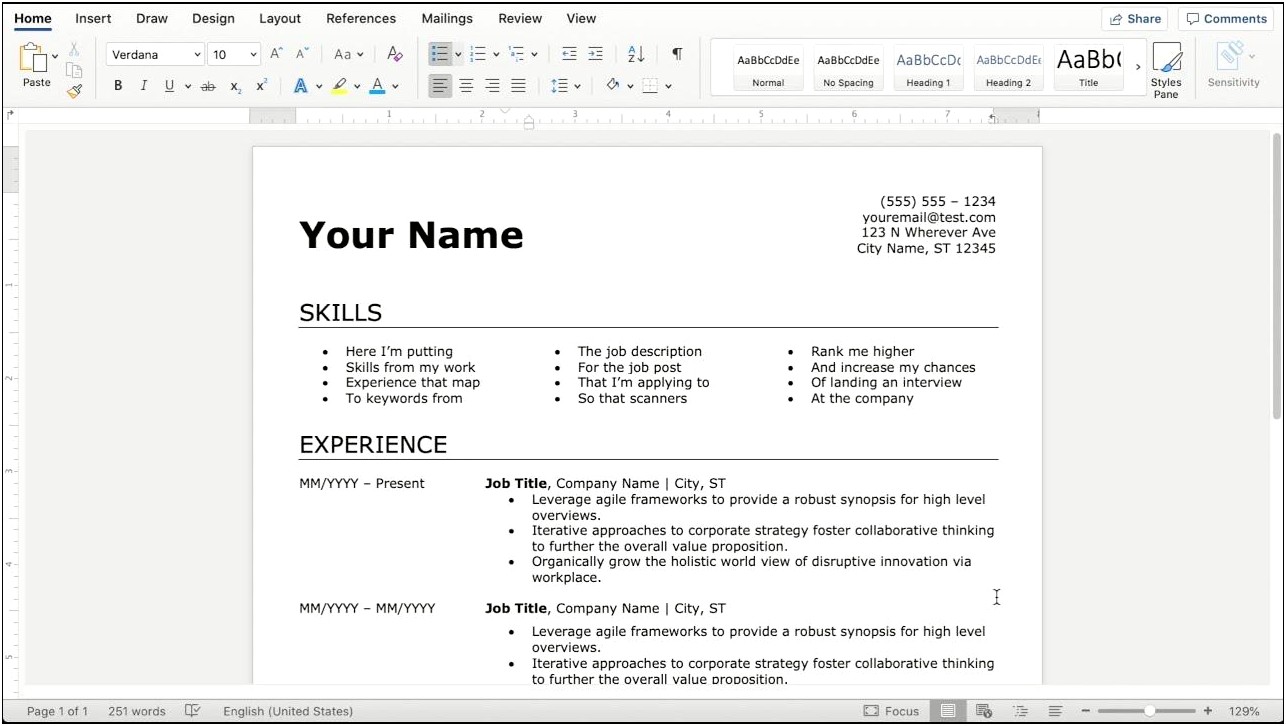 Proper Way To Type The Word Resume