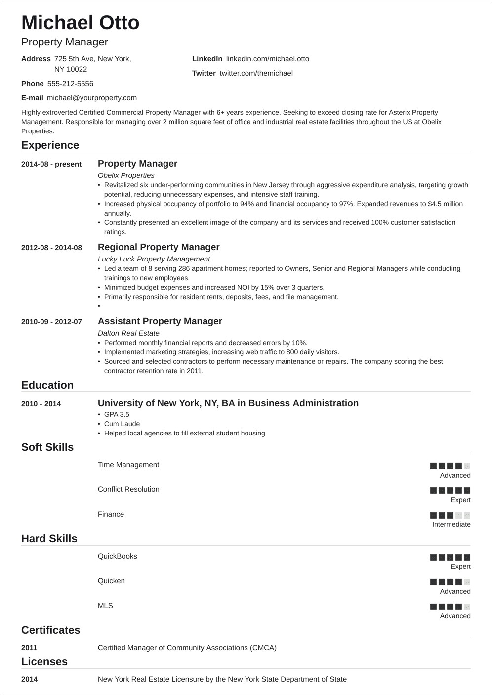 Property Manager Resume Monster Credit Background Check