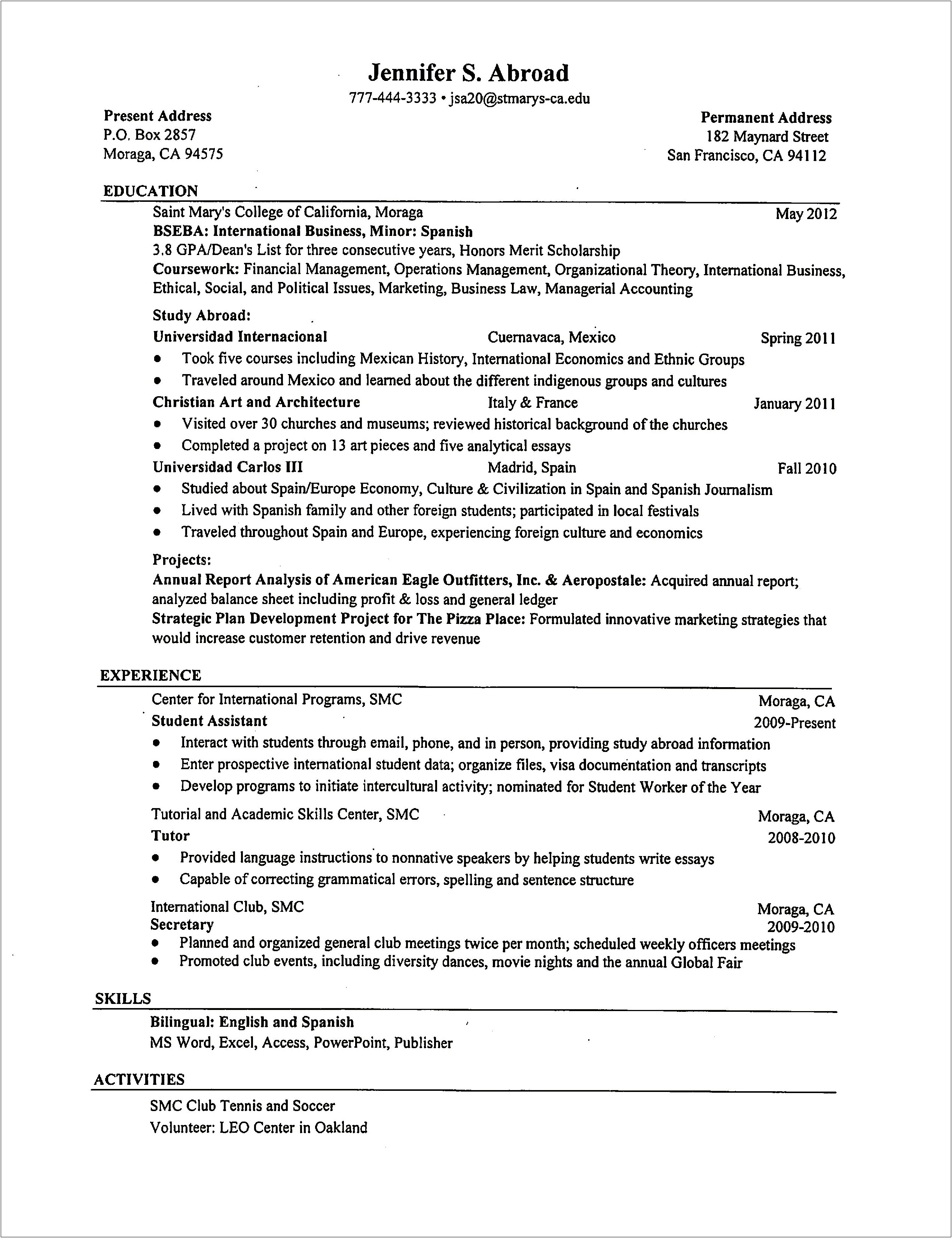 Put Future Study Abroad On Resume