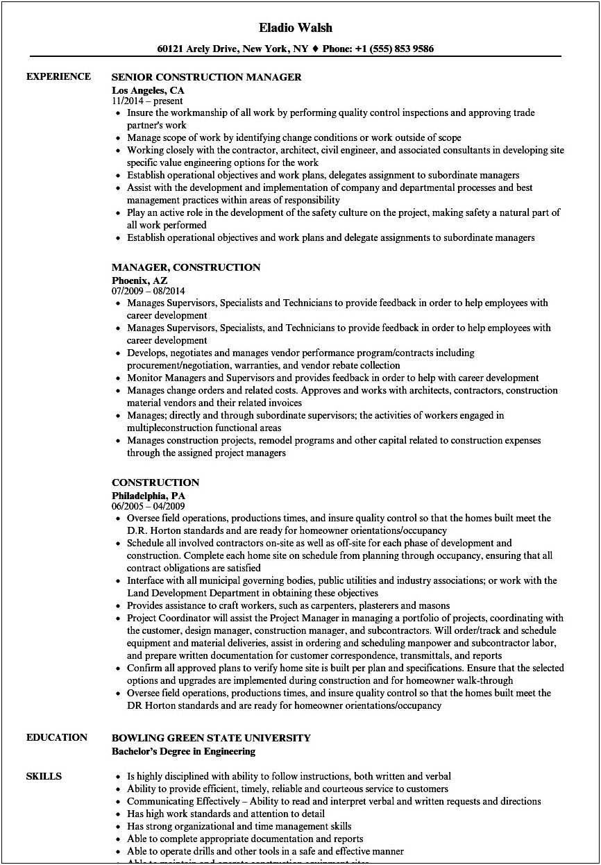 Put On Resume Contractor At A Company