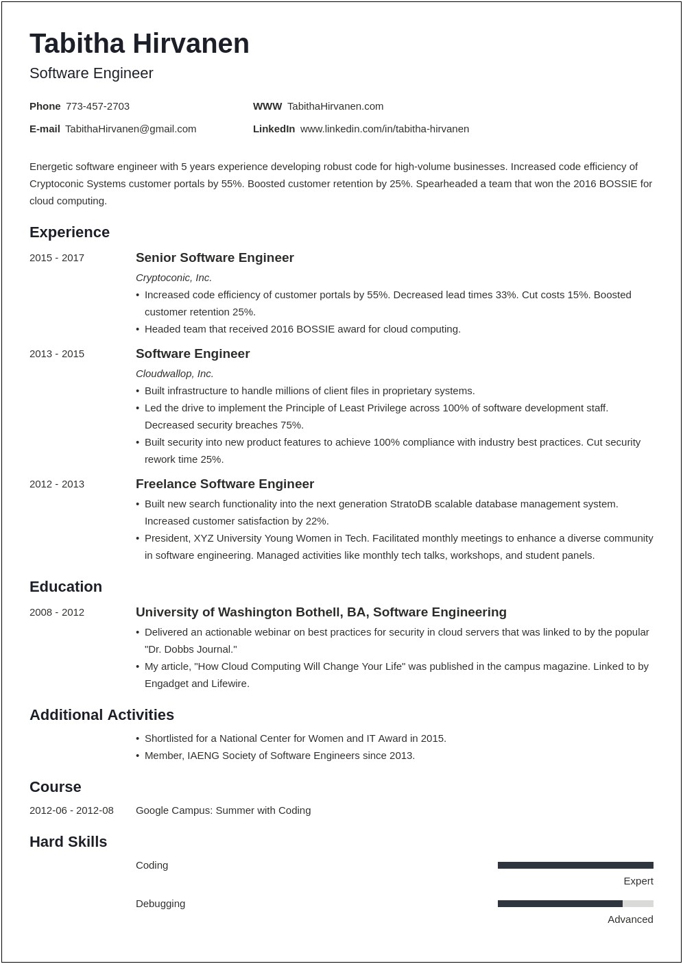 Put Years Experience With Programming Resume