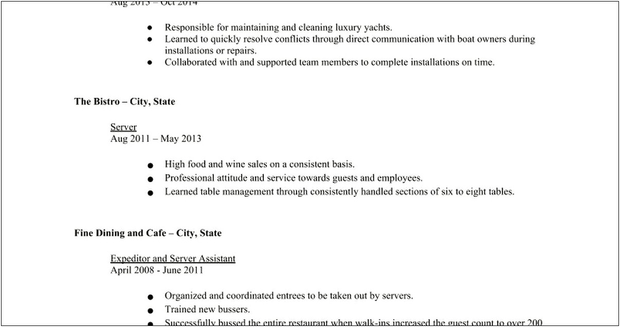 Putting A Server Job On Resume