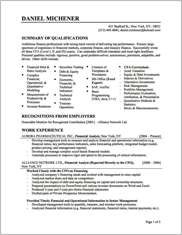 Putting Desired Job Position At Top Resume