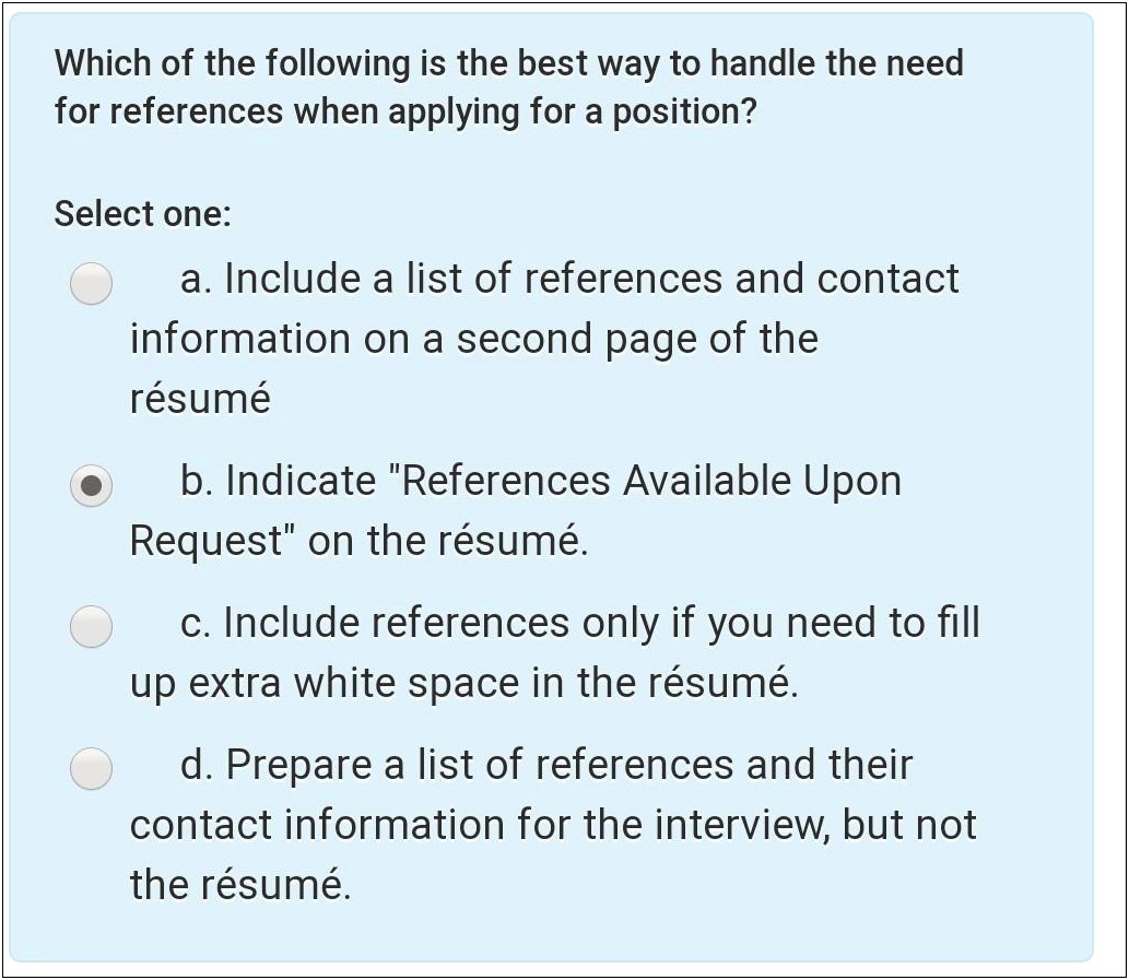 Putting References Available Upon Request On Resume