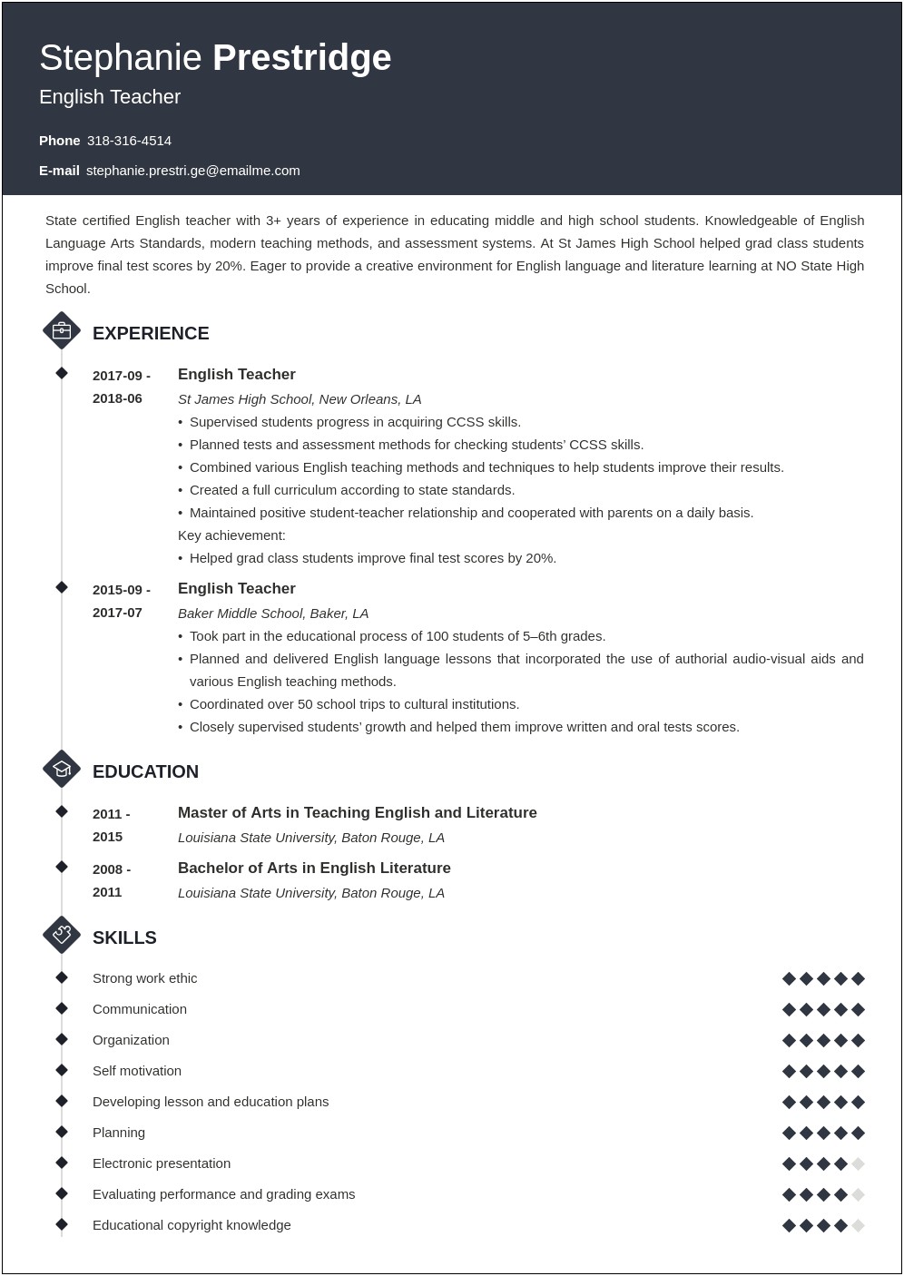 Qualification Statement For Resume Examples Teacher