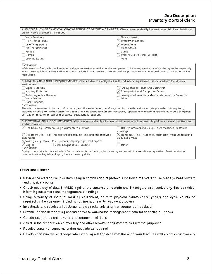 Quality Control Manager Job Description Resume