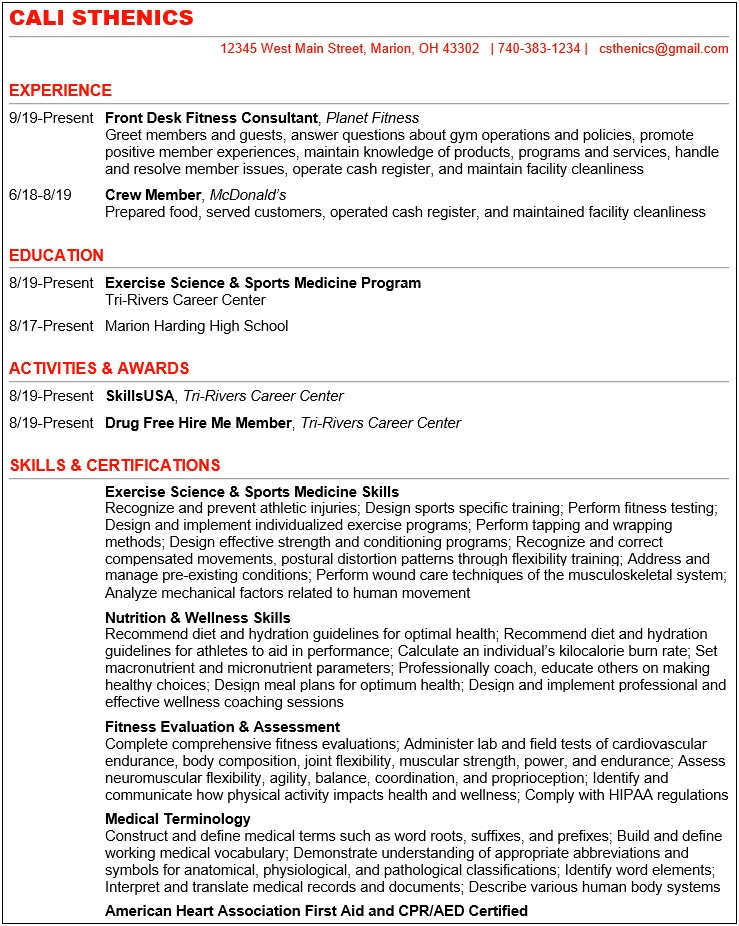 Red Or Blue For A Resume Template