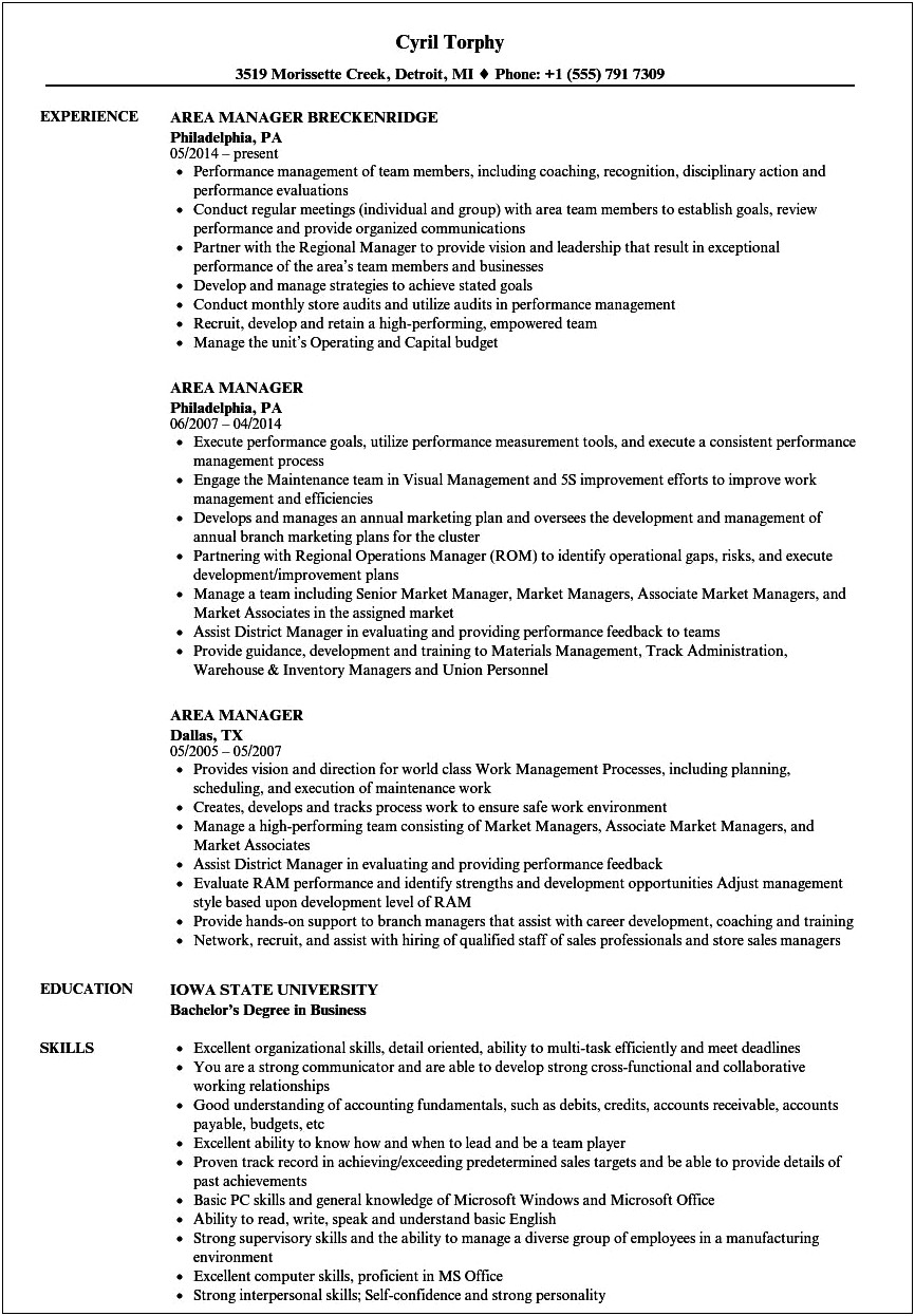 Rent A Center Store Manager Resume