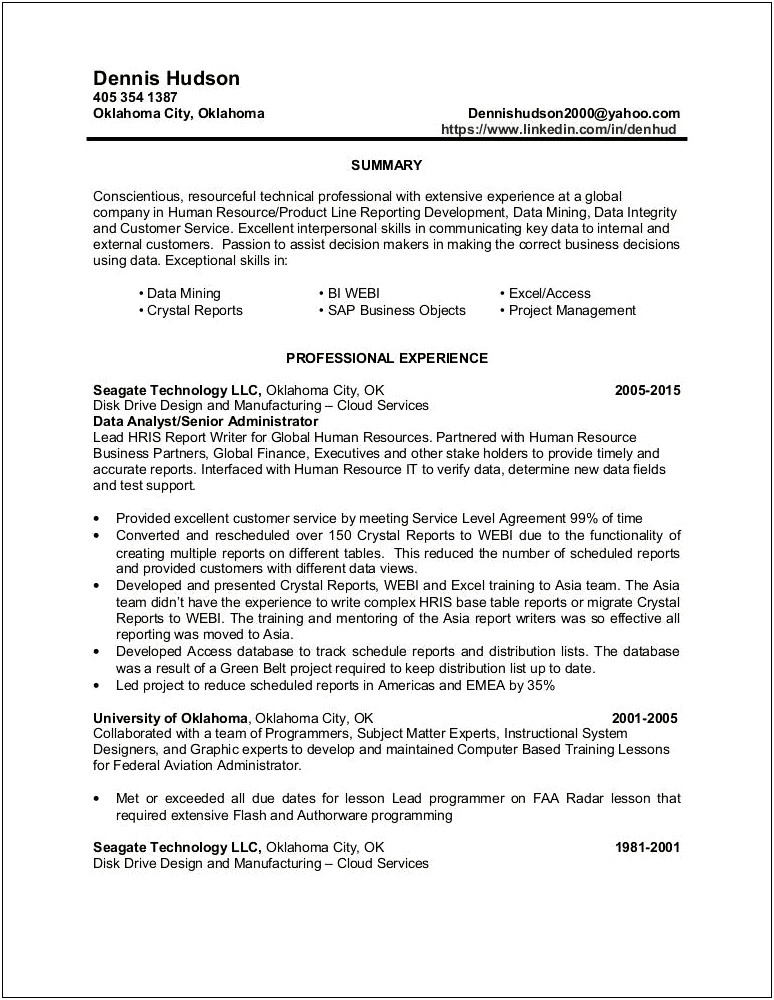 Report And Verify Data For Management On Resume