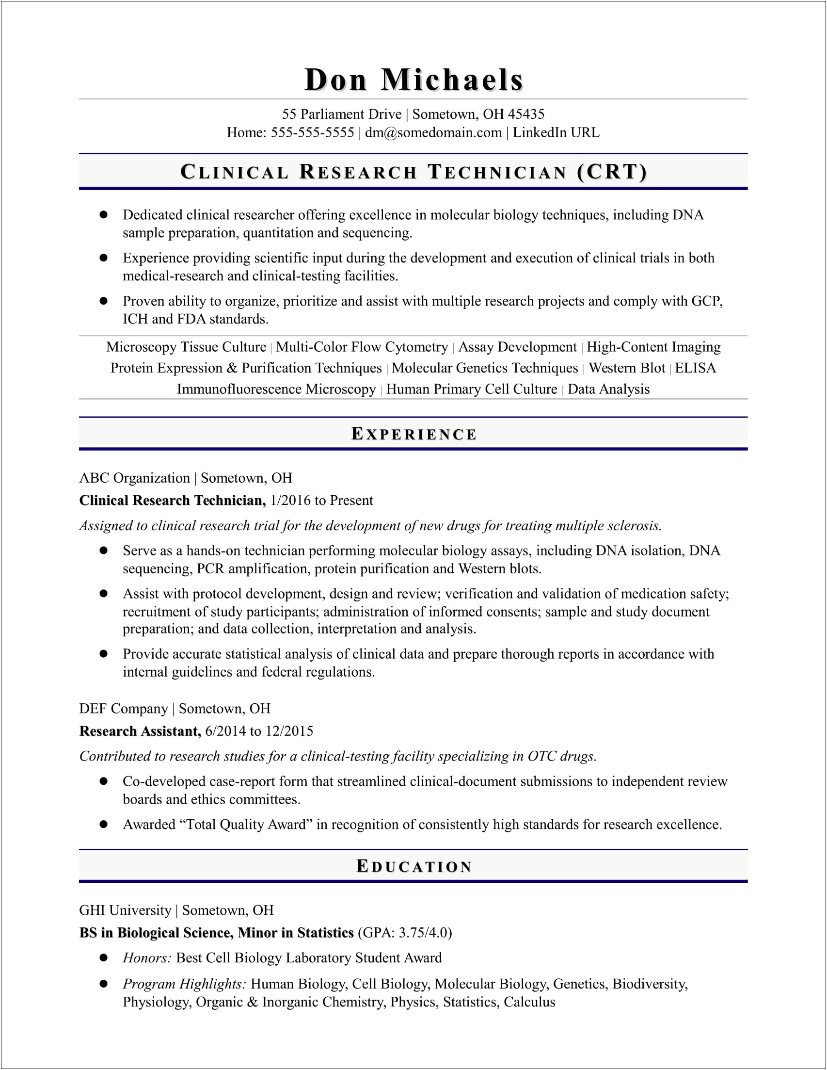 Research And Development Description On Resume