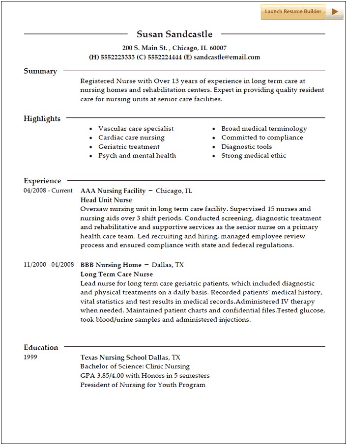 Residential Home Shift Supervisor Sample Resume