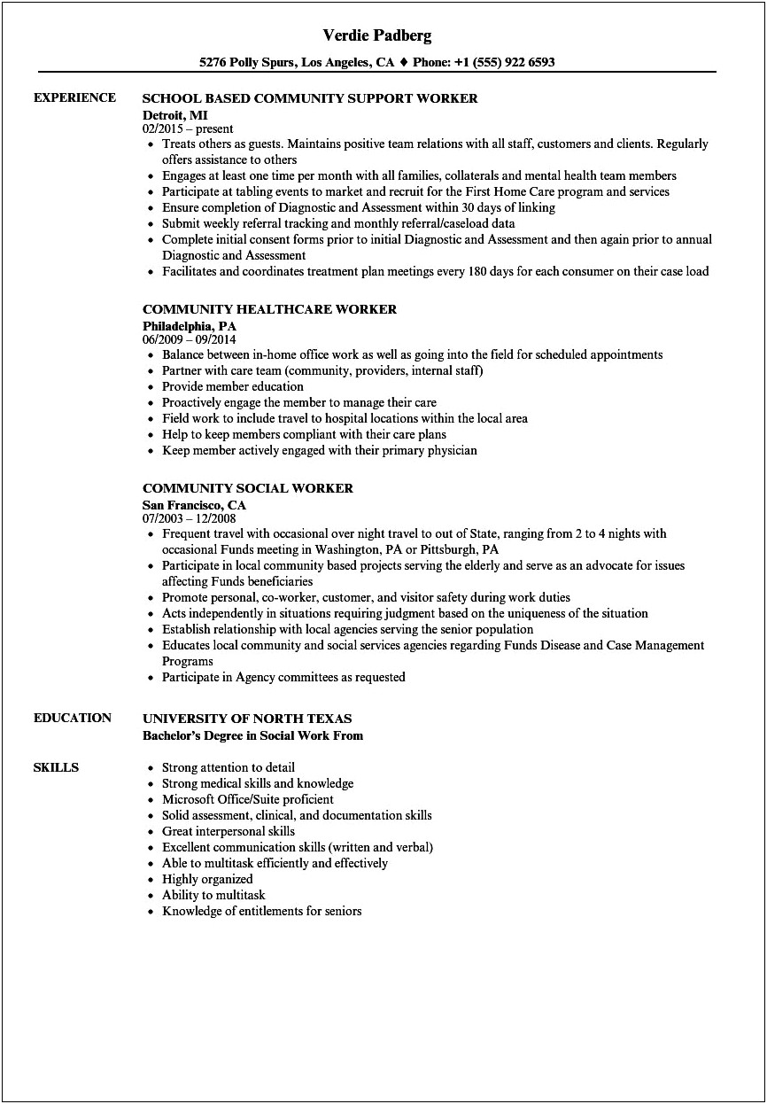 Respite Care Worker Responsibilities For Resume