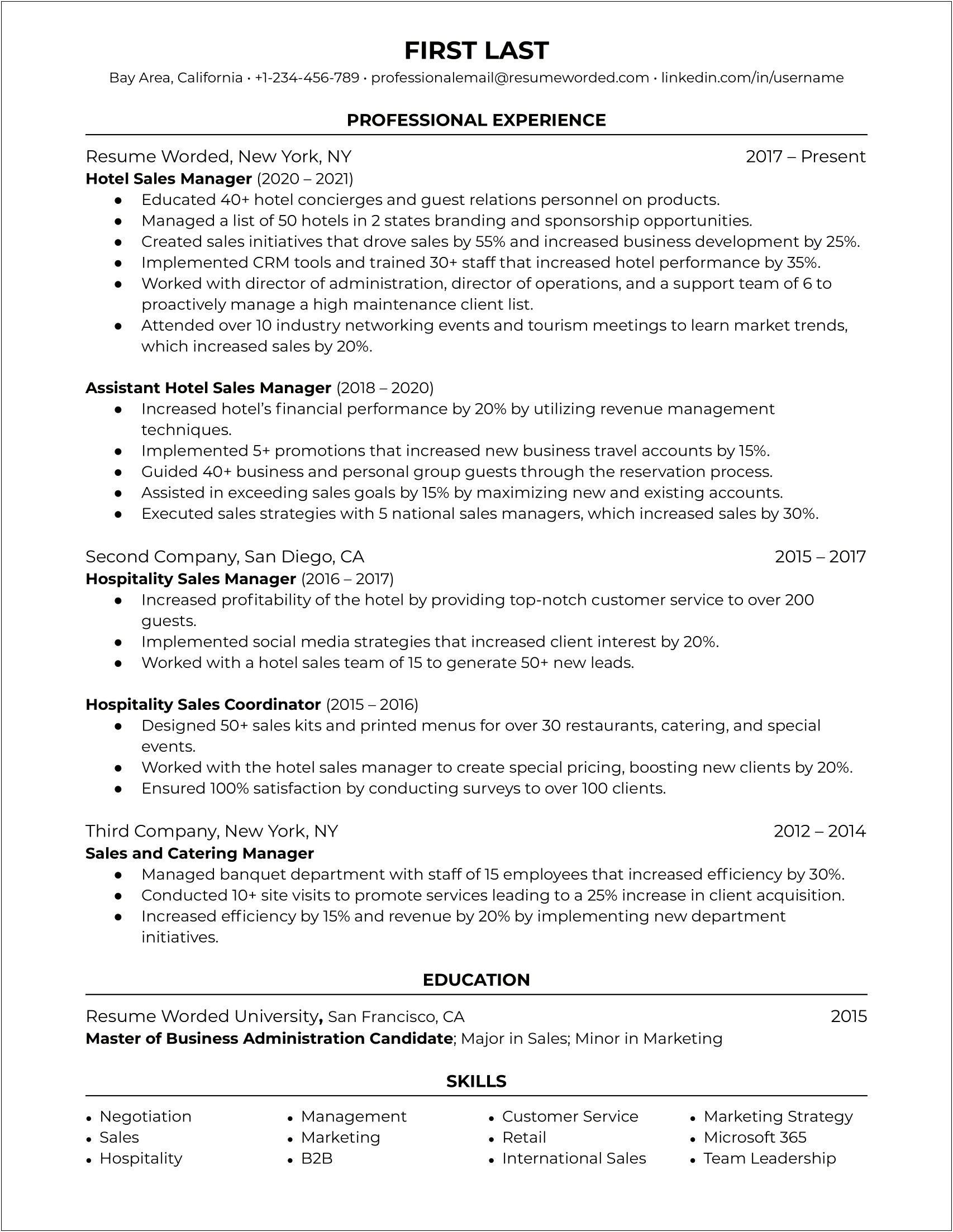 Restaurnat And Event Director Opening Resume Sample