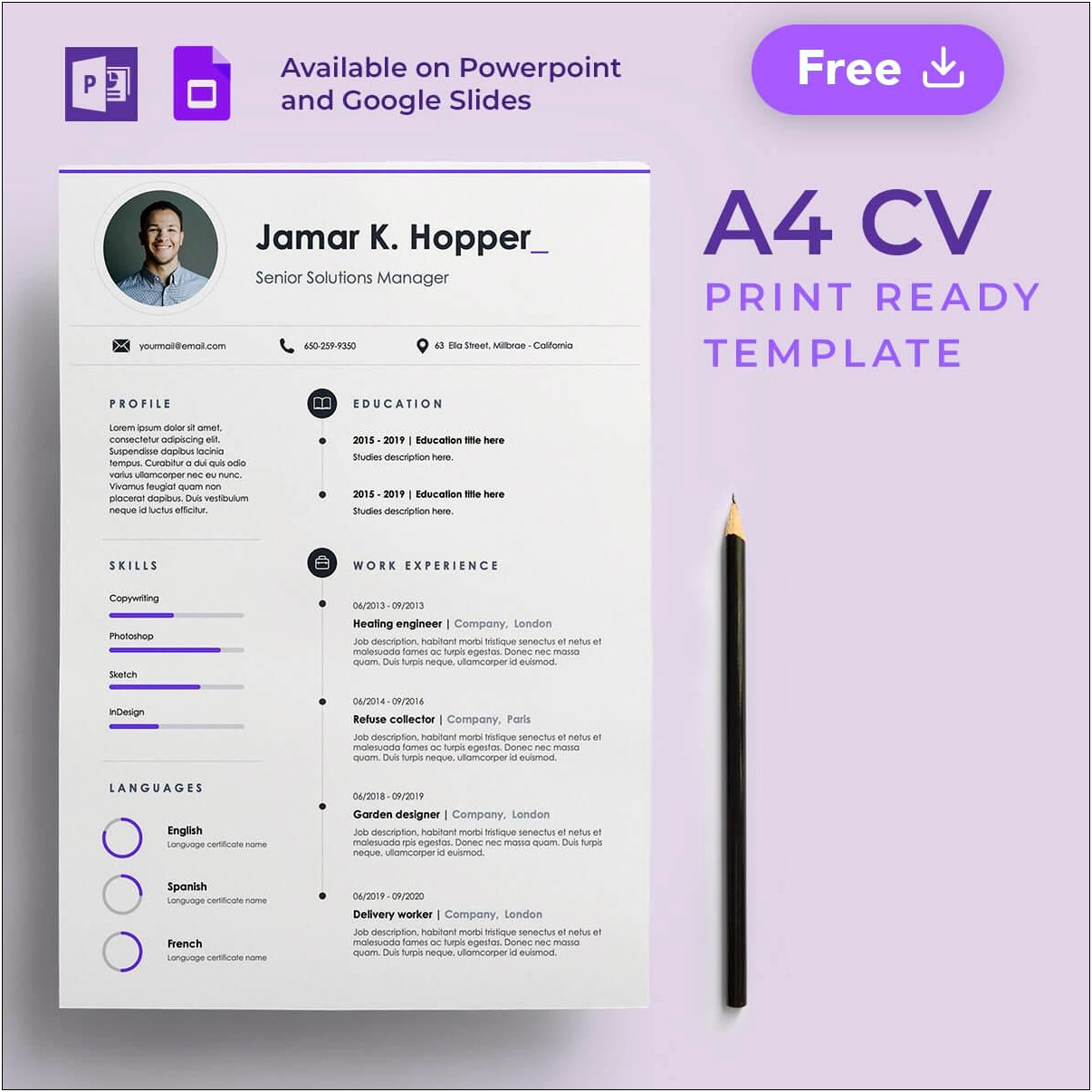 Resume 2019 Template Line With Dotts