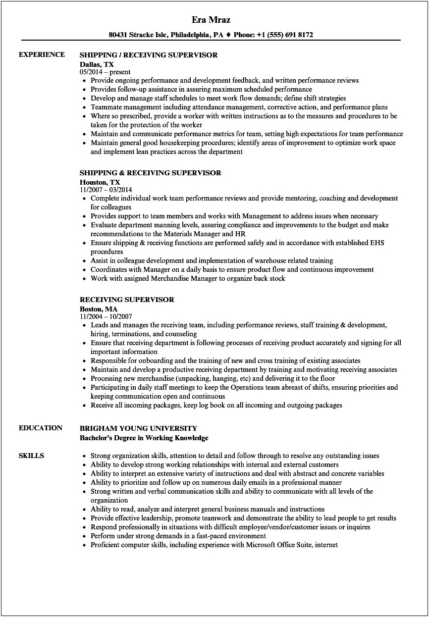 Resume Activities Examples For Retail Backroom