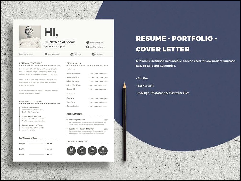 Resume And Cover Letter Template Free Indd