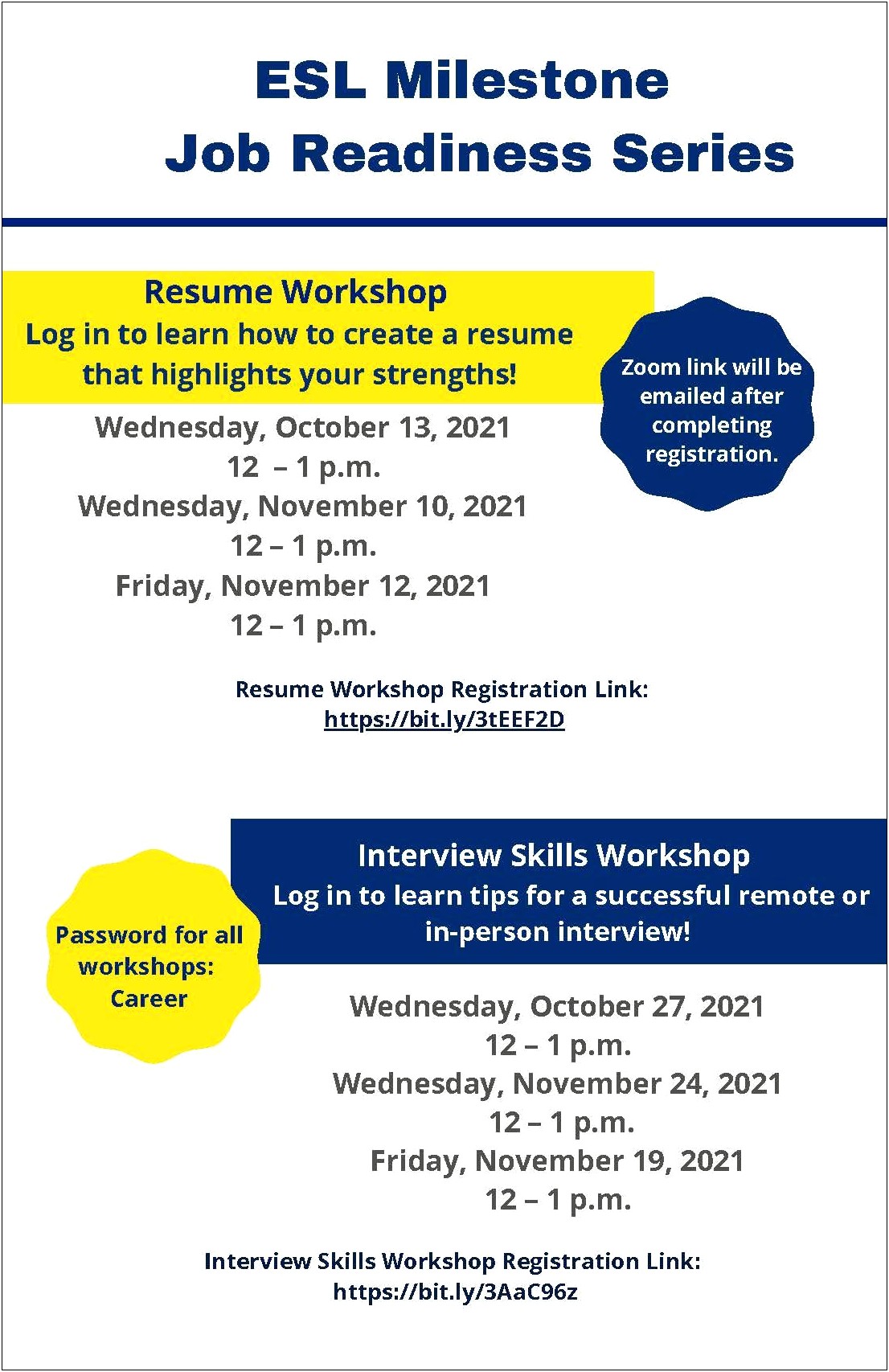 Resume And Interview Skills Workshop November 10